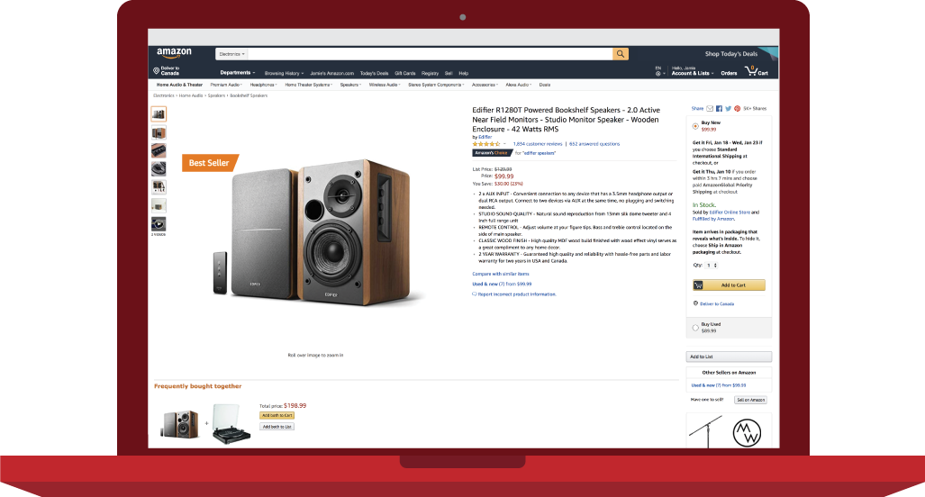Marketplace product listing and operations screen